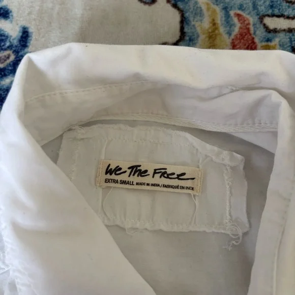 Free People Happy Hour Solid Poplin Top in White Button Down Shirt XS - Picture 8 of 10